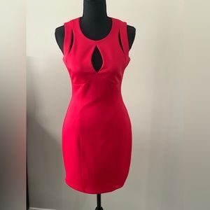 Guess Brayden Keyhole Cut-Out Red Sheath Short Dress